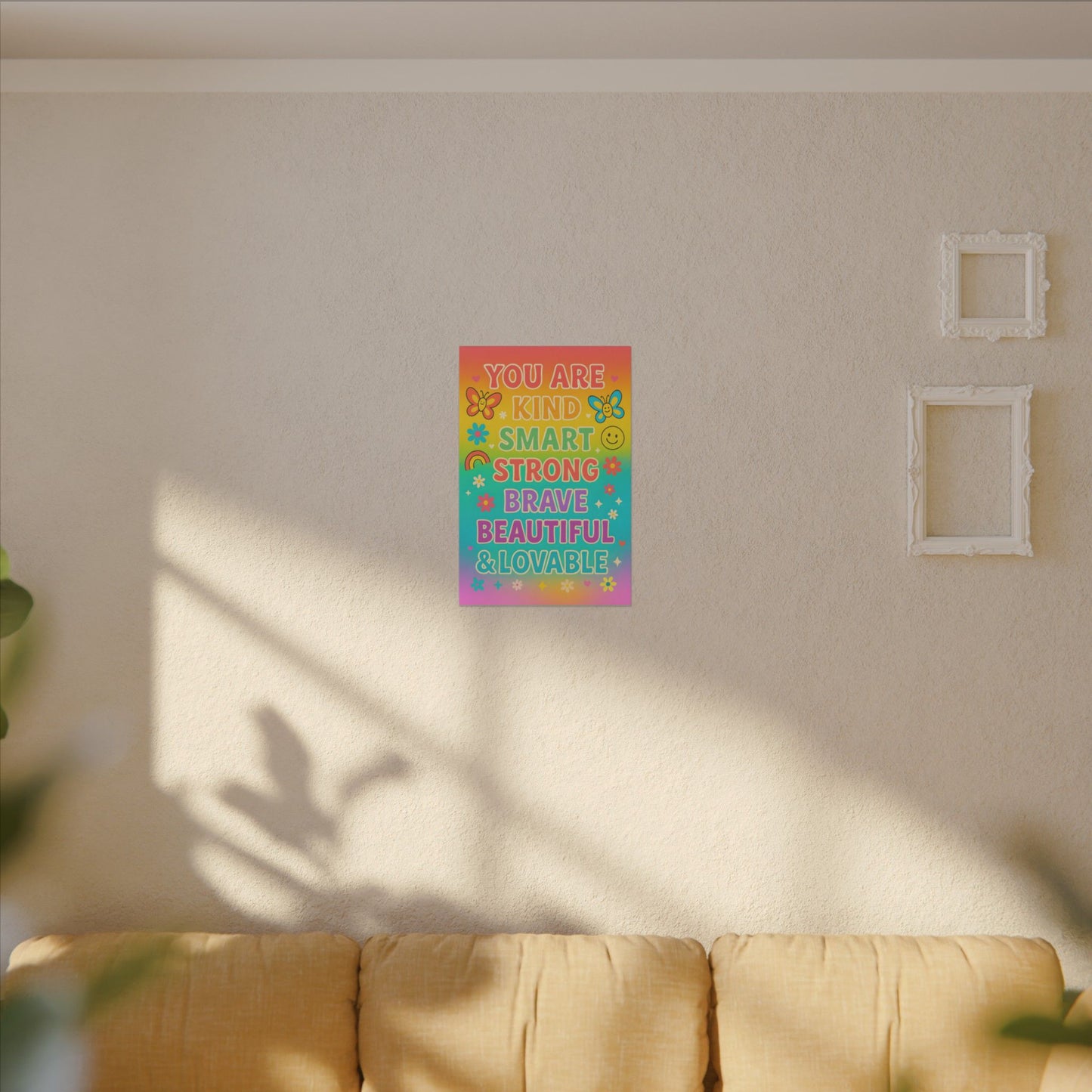You Are Kind Smart & Strong – Rainbow Affirmation Canvas Wall Art