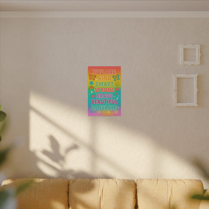 You Are Kind Smart & Strong – Rainbow Affirmation Canvas Wall Art