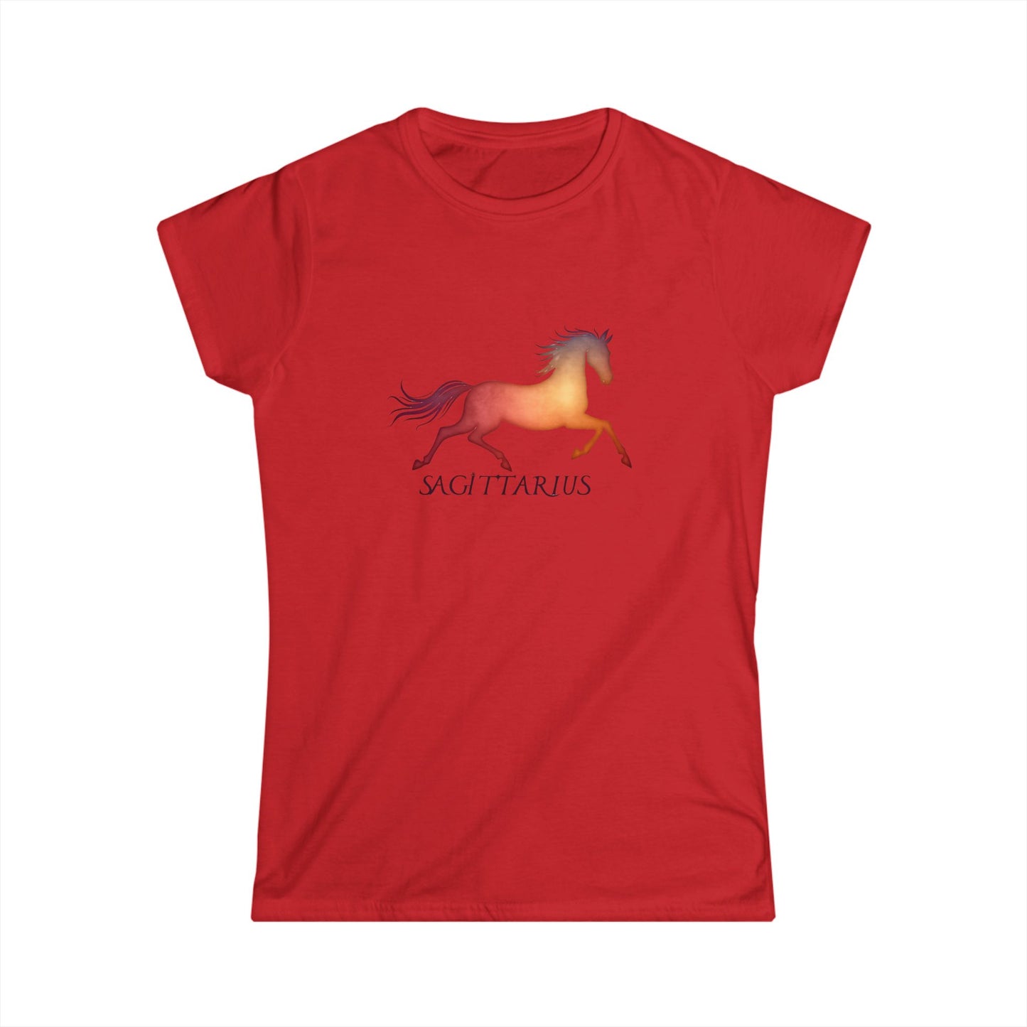 Sagittarius Women’s Softstyle Tee – Empowering Celestial Horse Zodiac Shirt