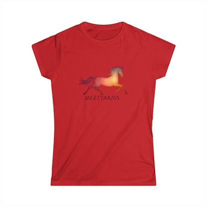 Sagittarius Women’s Softstyle Tee – Empowering Celestial Horse Zodiac Shirt