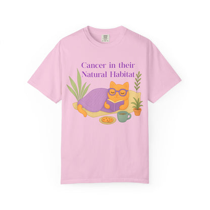 Cancer in Their Natural Habitat Tee – Funny Cozy Cat Zodiac Shirt