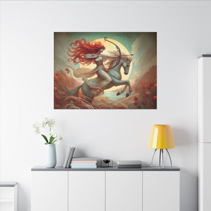Sagittarius Zodiac Wall Art, Archer Goddess Canvas Print, Astrology Home Decor, Sagittarius Gift for Her, Celestial Centaur Painting, Star Sign Wall Decor