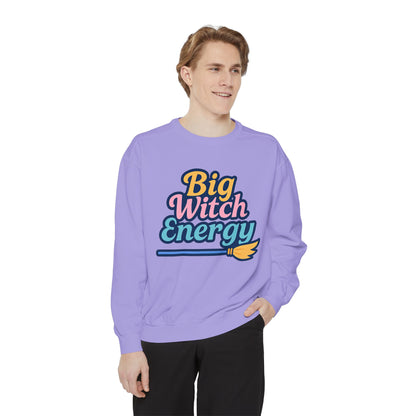 Big Witch Energy Sweatshirt – Colorful Pastel Broom Pullover