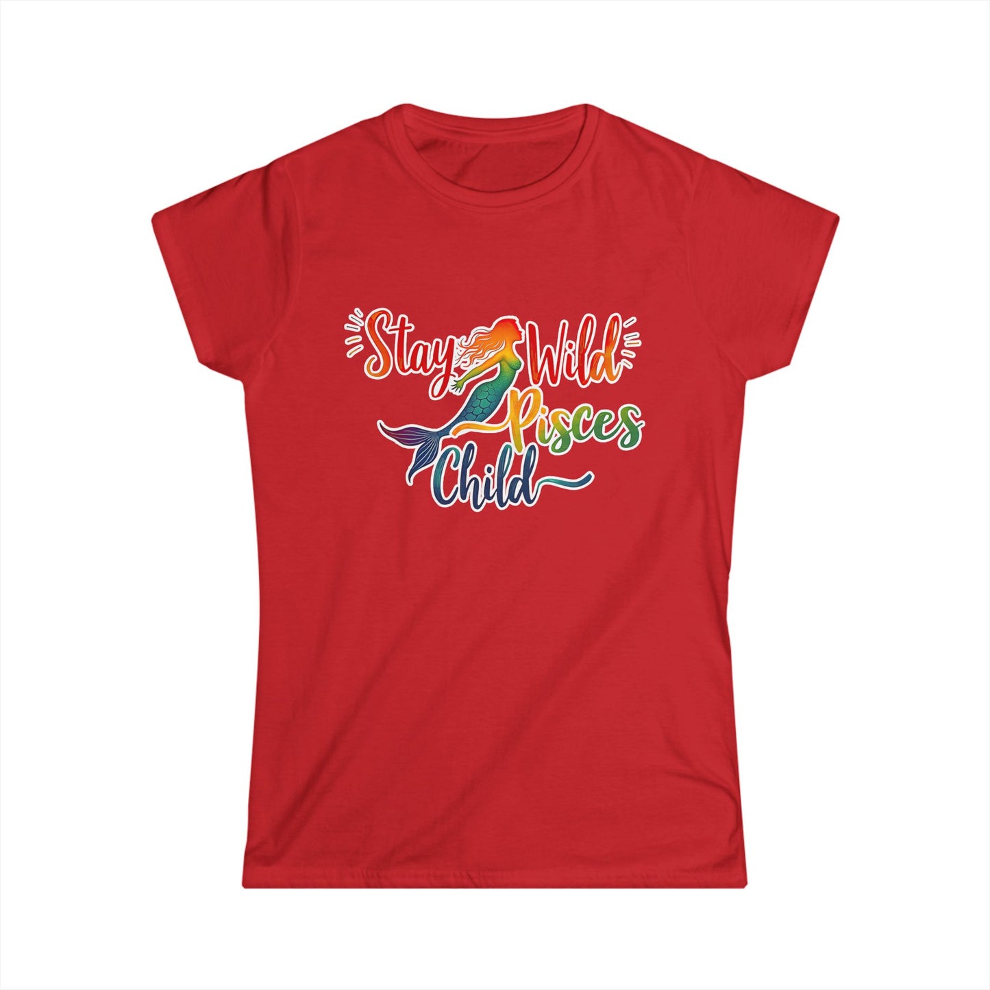 Stay Wild Pisces Child Women’s Softstyle Tee – Empowering Mermaid Zodiac Shirt