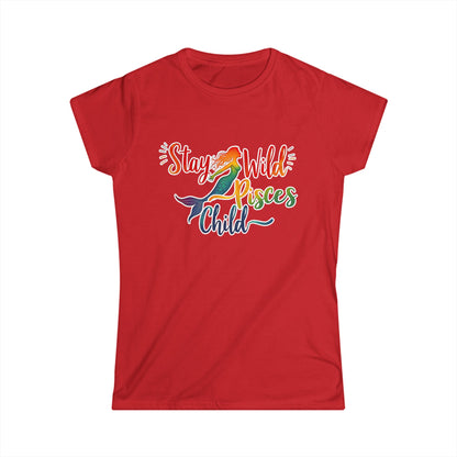 Stay Wild Pisces Child Women’s Softstyle Tee – Empowering Mermaid Zodiac Shirt