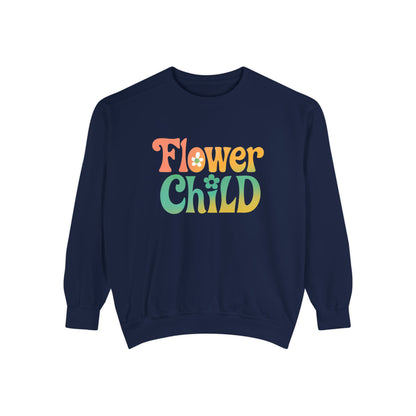 Flower Child Unisex Crewneck – Groovy Flower Power Comfort Colors Midweight Sweatshirt