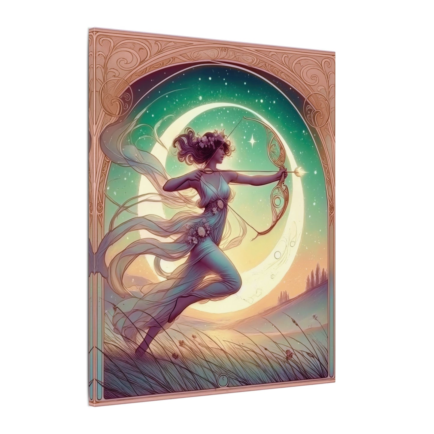 Artemis Rising – Celestial Archer Art Nouveau Wall Art