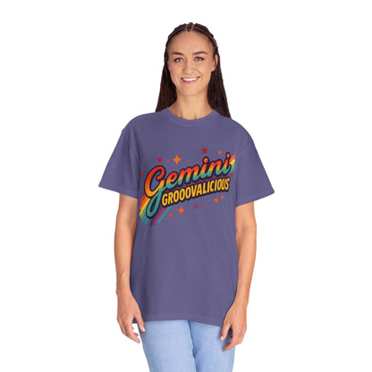 Gemini Groovalicious - Retro Disco Rainbow Zodiac Tee - Enchanted Sky