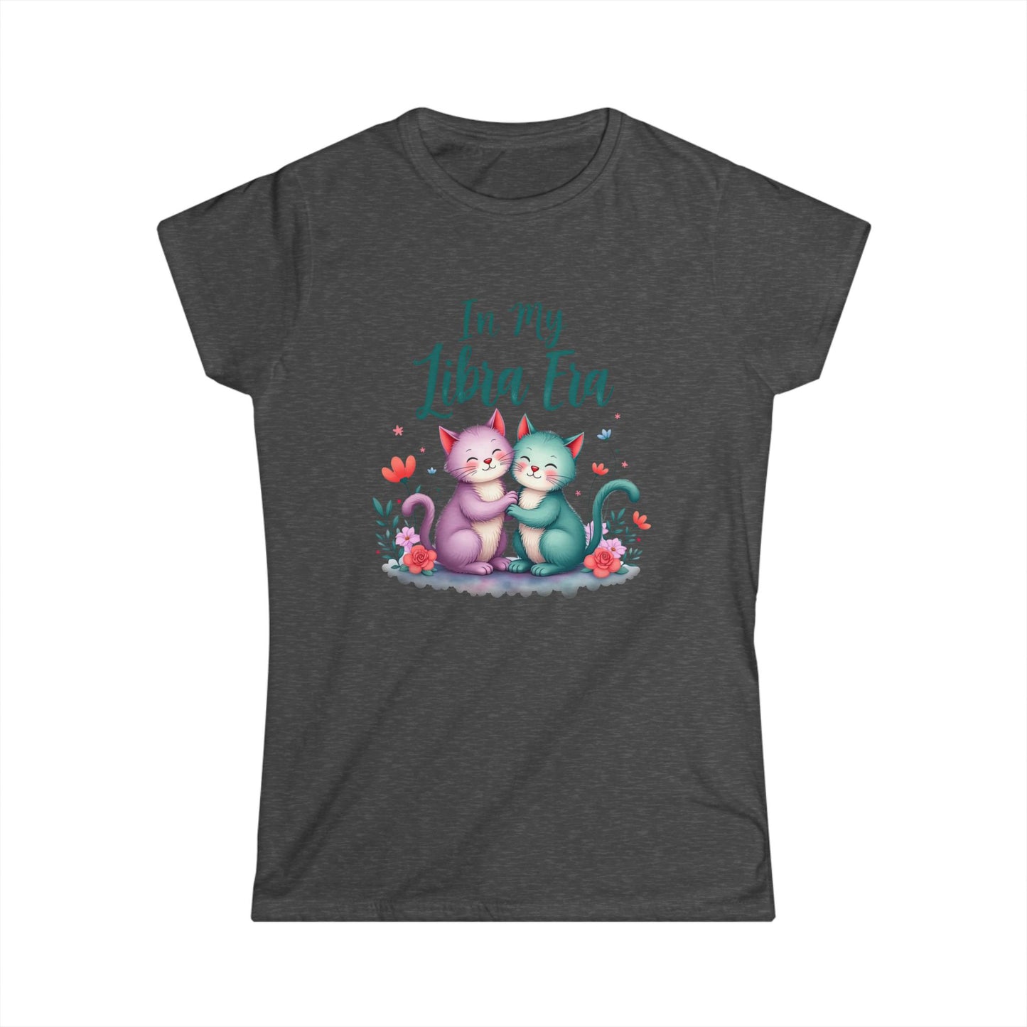 In My Libra Era Women’s Softstyle Tee – Empowering Zodiac Cat Shirt