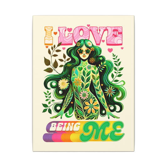 Mystical Retro Goddess Canvas Wall Art – Psychedelic Self-Love Botanical Design