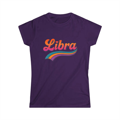 Libra Women’s Softstyle Tee – Empowering Retro Zodiac Colorful Shirt