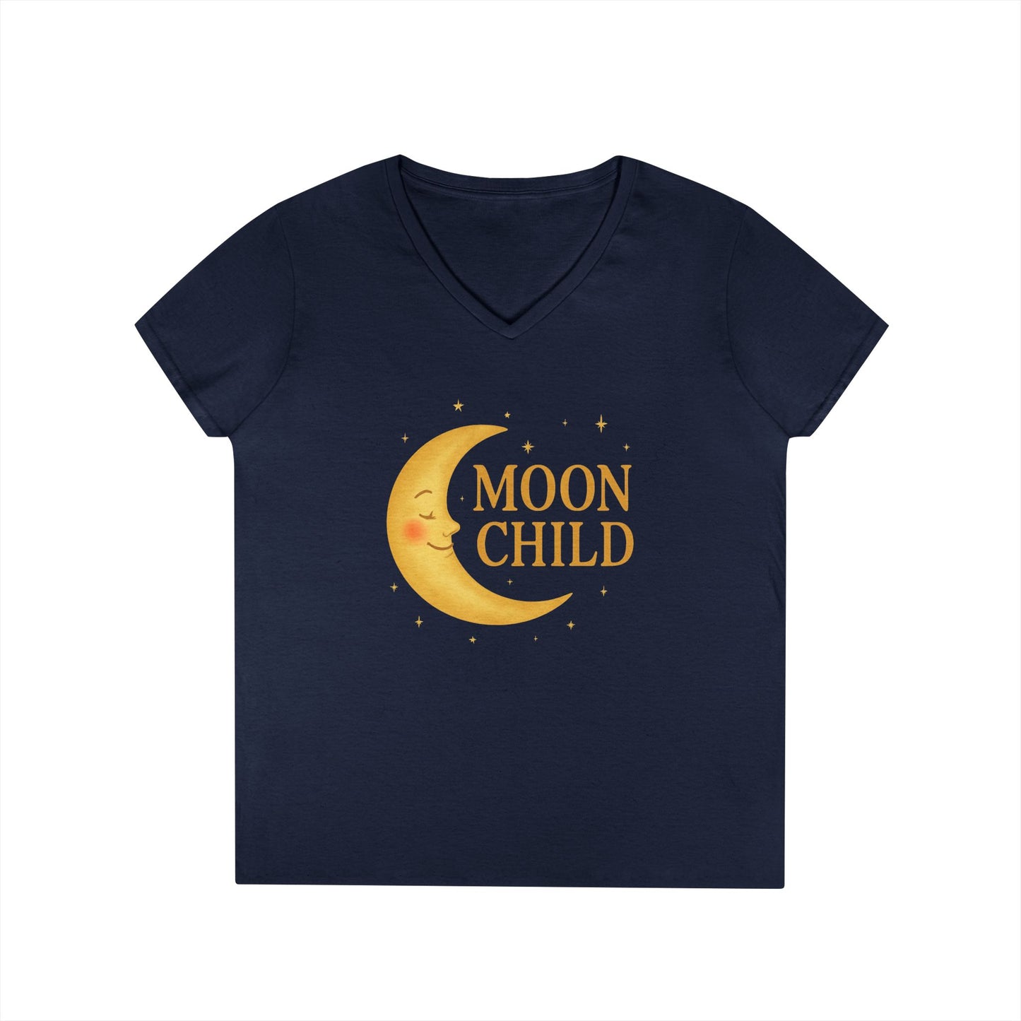Moon Child Women’s V-Neck Tee – Empowering Celestial Lunar Zodiac Shirt