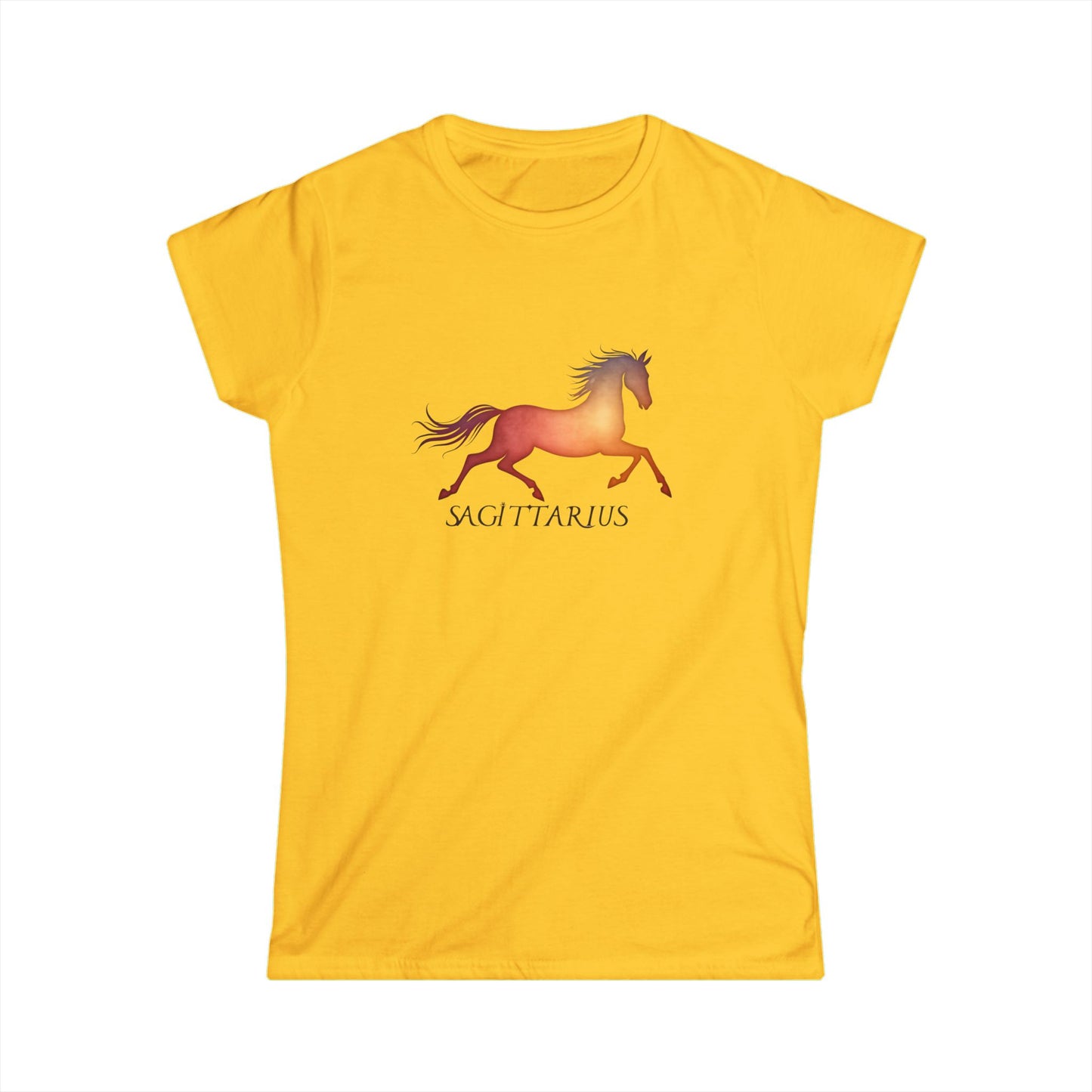 Sagittarius Women’s Softstyle Tee – Empowering Celestial Horse Zodiac Shirt