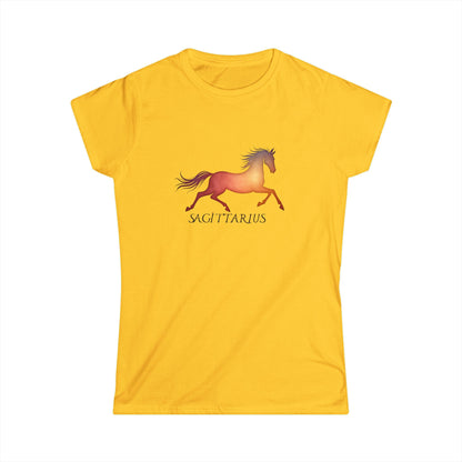 Sagittarius Women’s Softstyle Tee – Empowering Celestial Horse Zodiac Shirt
