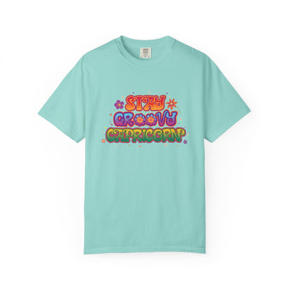 Stay Groovy Capricorn – Retro Flower Power Zodiac Tee