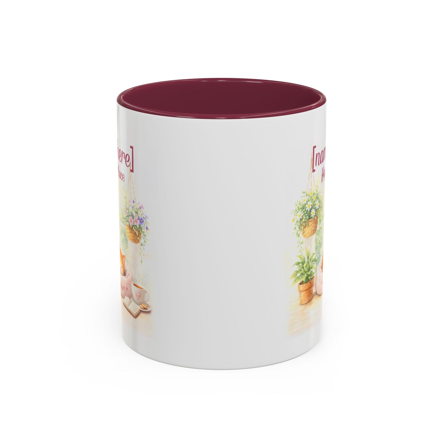Personalized Name Cat Mug - Custom "Happy Place" Ceramic Mug for Cat Lovers