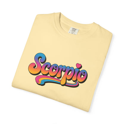 Scorpio Retro Groovy Tee – Multicolor Zodiac Shirt