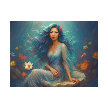 Pisces Zodiac Wall Art, Ocean Goddess Canvas Print, Astrology Home Decor, Pisces Gift for Her, Underwater Fantasy Painting, Star Sign Wall Decor