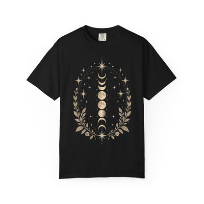 Vintage Celestial Crescent Moon and Stars T-Shirt
