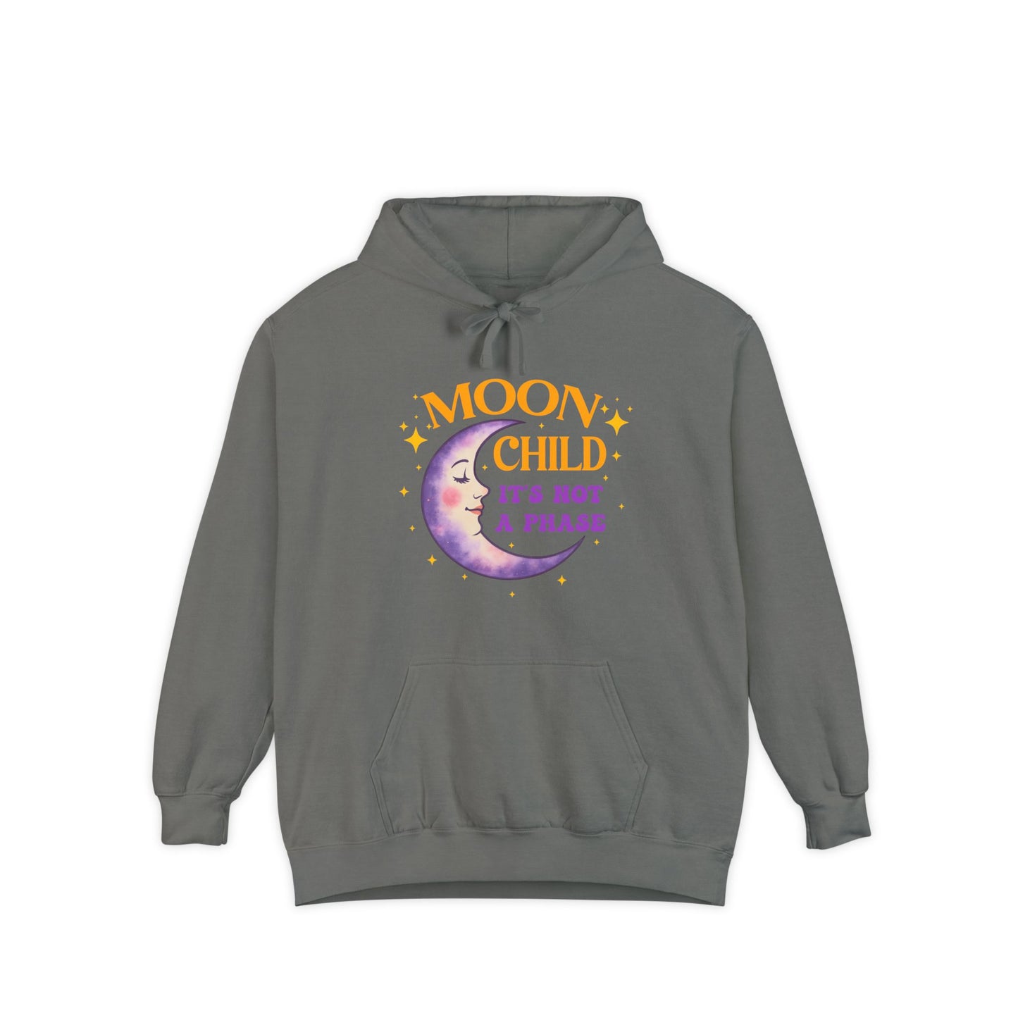 Moon Child Not a Phase Unisex Hoodie – Colorful Celestial Comfort Colors Midweight Hoodie