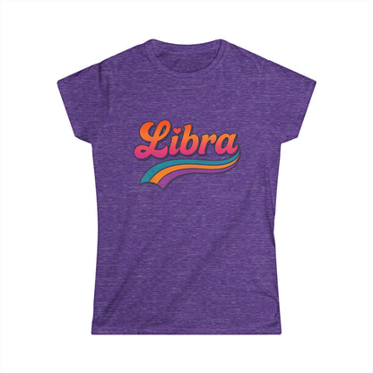 Libra Women’s Softstyle Tee – Empowering Retro Zodiac Colorful Shirt