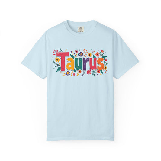 Taurus in Bloom – Colorful Floral Aesthetic Tee