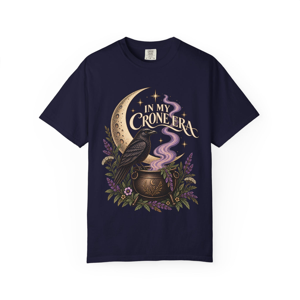 Crone Era Shirt, Witchy Gothic Botanical Raven Cauldron Tee