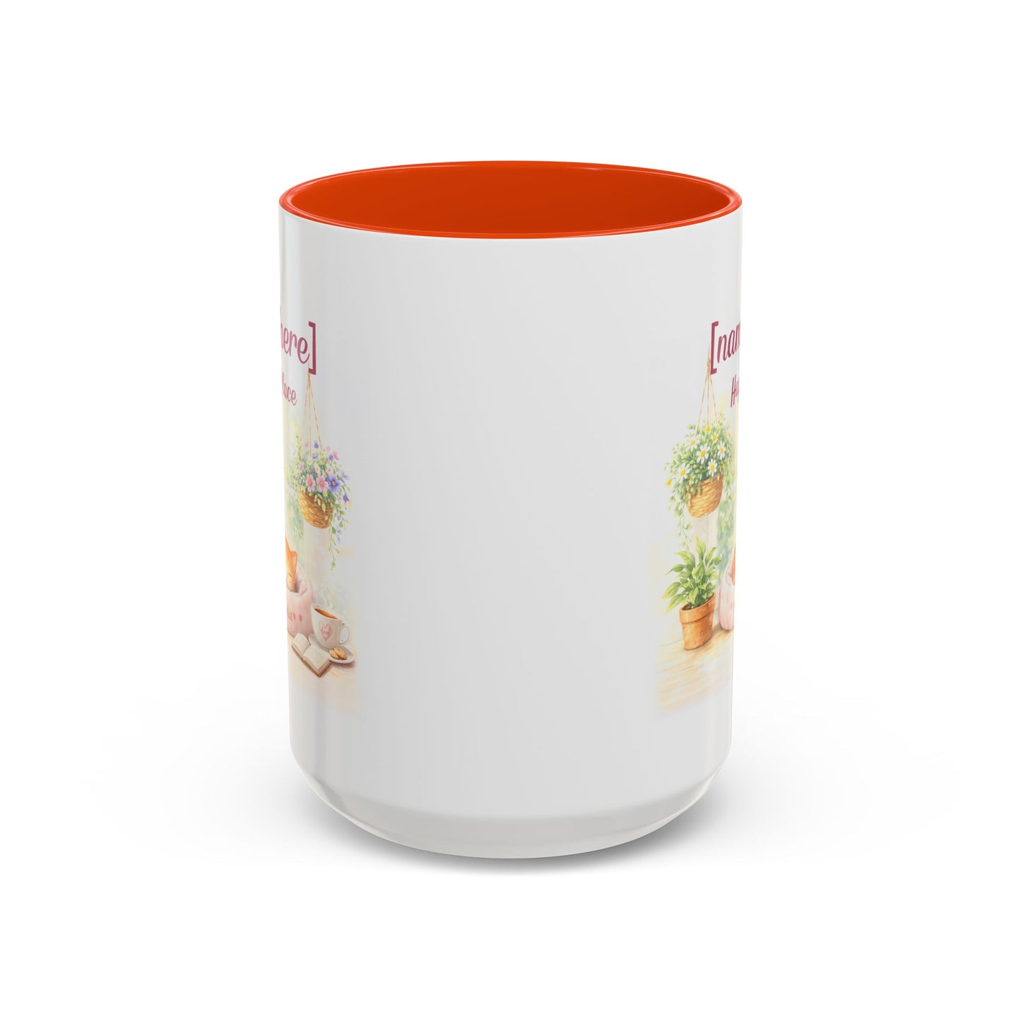 Personalized Name Cat Mug - Custom "Happy Place" Ceramic Mug for Cat Lovers