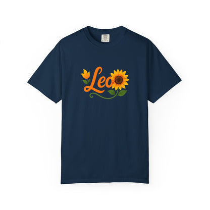 Leo Sunflower Tee – Retro Zodiac Shirt