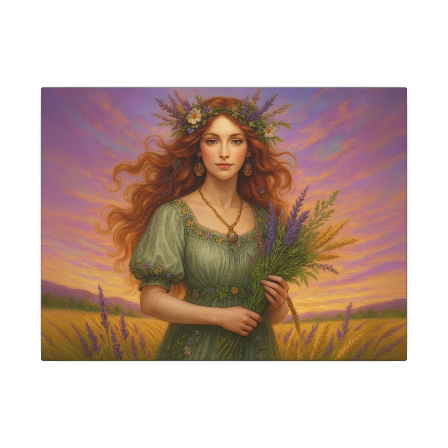 Virgo Zodiac Wall Art, Harvest Goddess Canvas Print, Astrology Home Decor, Virgo Gift for Her, Celestial Maiden Painting, Star Sign Wall Decor