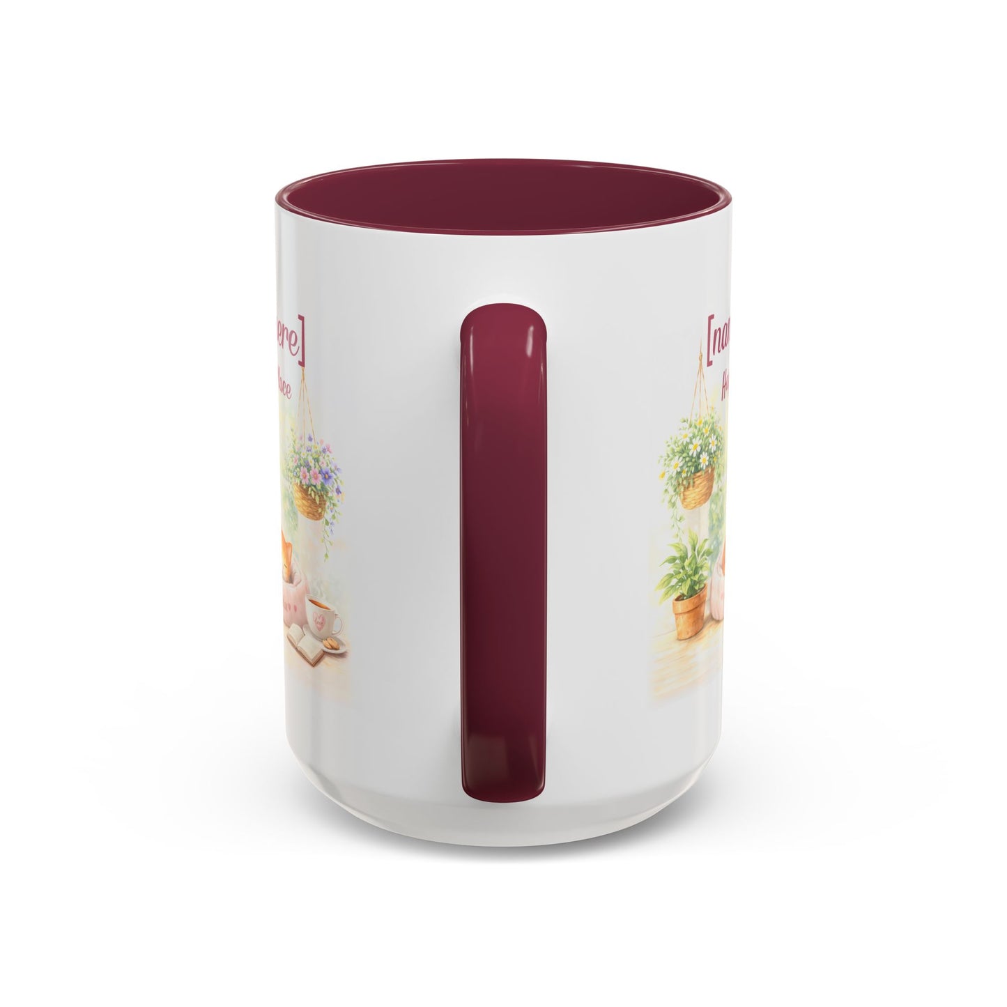 Personalized Name Cat Mug - Custom "Happy Place" Ceramic Mug for Cat Lovers