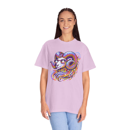 Psychedelic Aries Ram Tee – Retro Multicolor Zodiac Shirt
