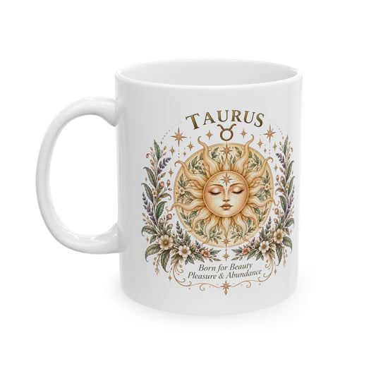 Boho Celestial Taurus Zodiac Mug Sun Floral Astrology Coffee Mug