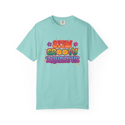 Stay Groovy Aquarius – Retro Flower Power Tee