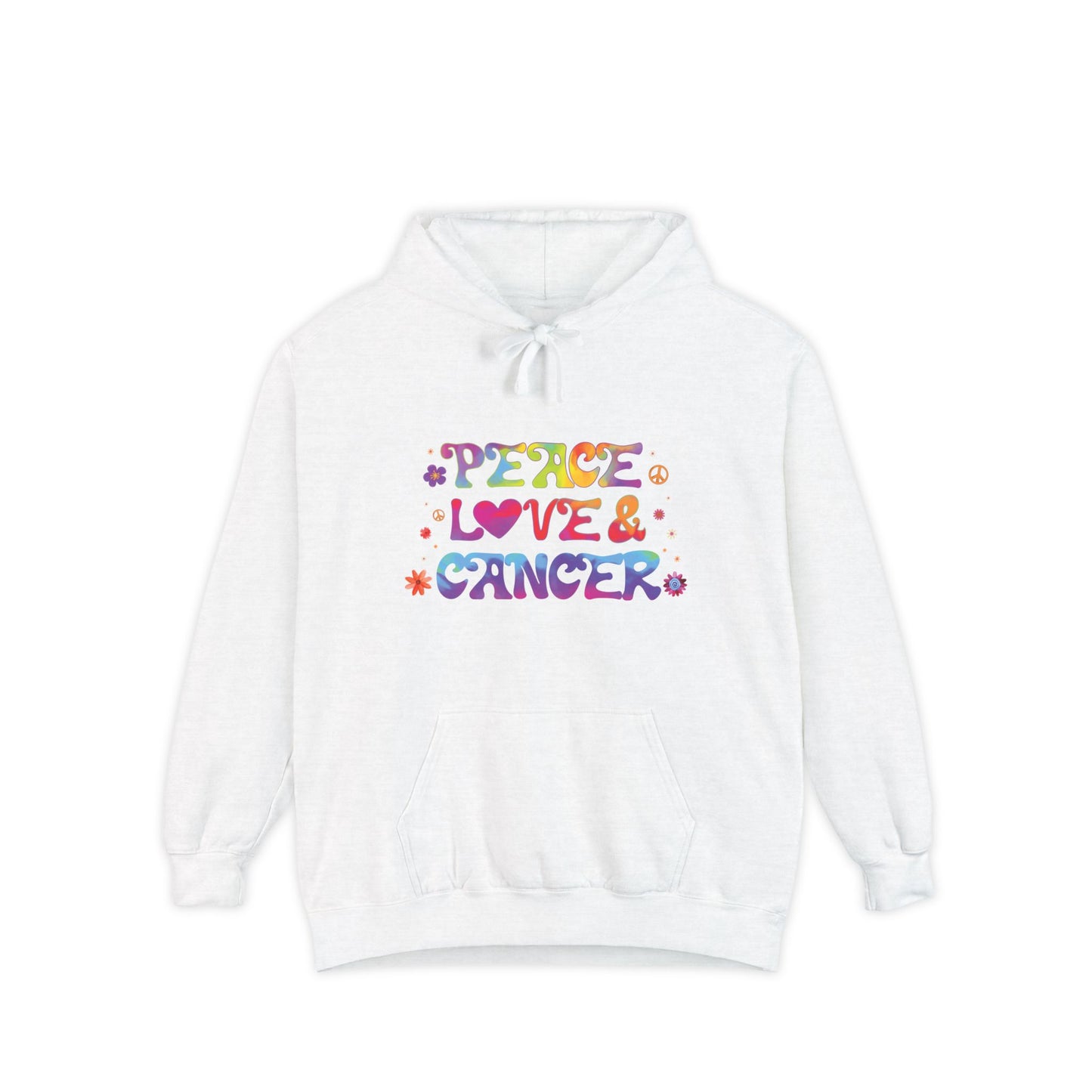 Peace Love & Cancer Unisex Hoodie – Groovy Retro Comfort Colors Midweight Hoodie