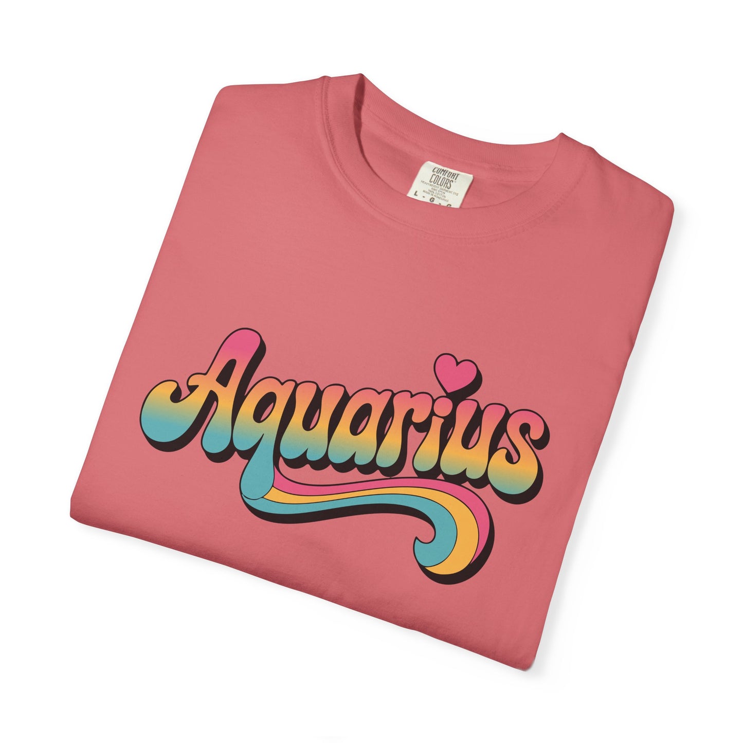 Aquarius – Groovy Heartburst Retro Zodiac Tee