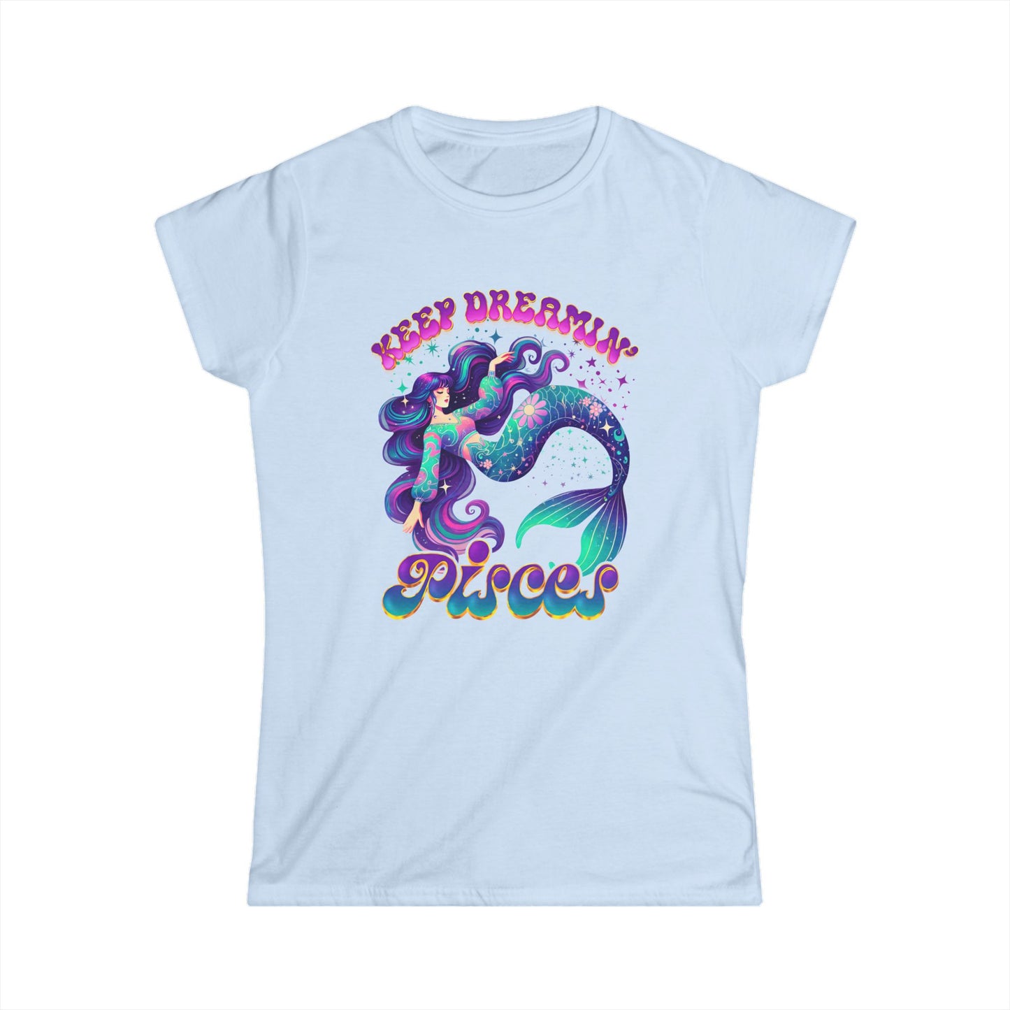 Keep Dreamin’ Pisces Women’s Softstyle Tee – Empowering Retro Zodiac Shirt
