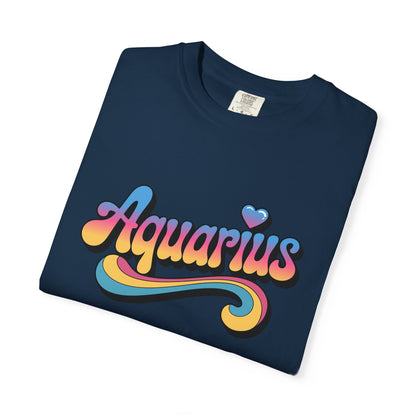 Aquarius – Retro Groovy Zodiac Tee