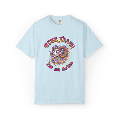 FUNK YEAH!! I’m an Aries Tee – Retro Multicolor Zodiac Shirt, Groovy Fun Style