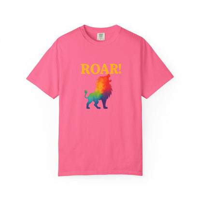 ROAR! – Retro Rainbow Lion Tee for Cosmic Confidence
