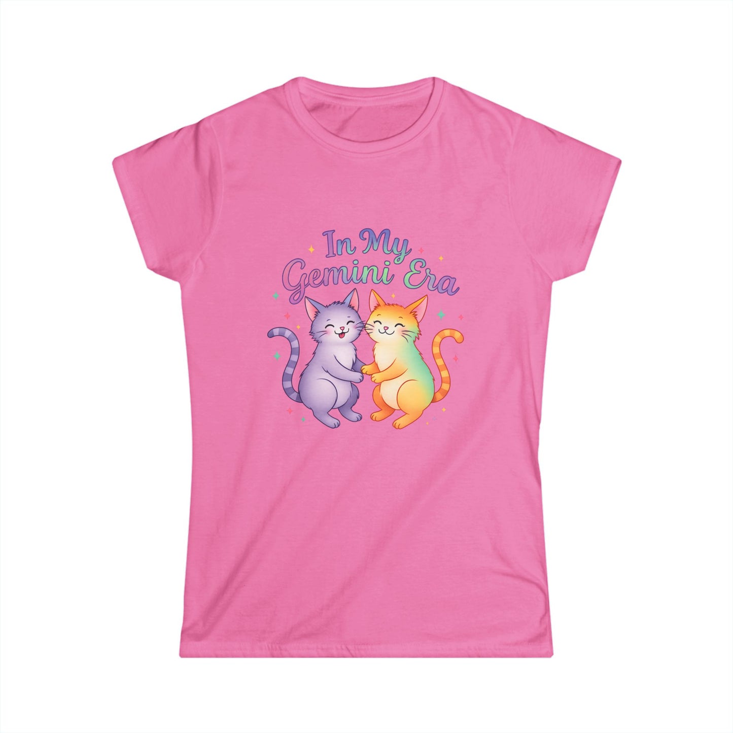 In My Gemini Era Women’s Softstyle Tee – Empowering Zodiac Cat Shirt