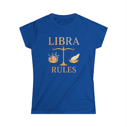 Libra Rules Women’s Softstyle Tee – Empowering Zodiac Celestial Shirt