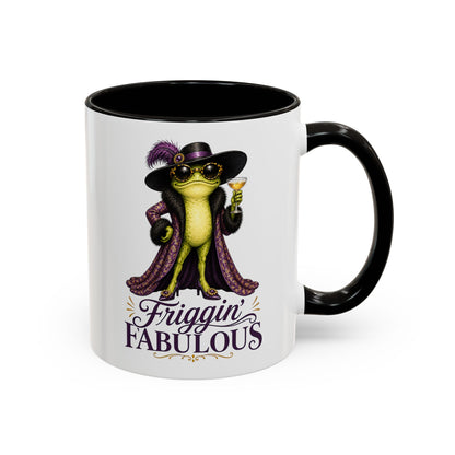 Friggin' Fabulous Frog Mug | Funny Frog Coffee Mug | Glam Fashion Frog Gift for Women | Colored Mug