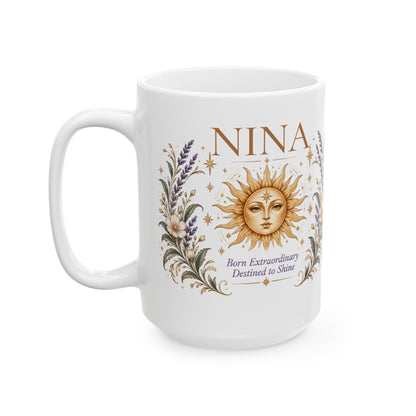 Personalized Sun Mug, Custom Name Coffee Cup, Inspirational Gift for Her, Boho Celestial Birthday Gift