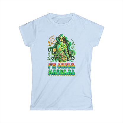 I’m Super Natural Women’s Softstyle Tee – Empowering Botanical Retro Shirt