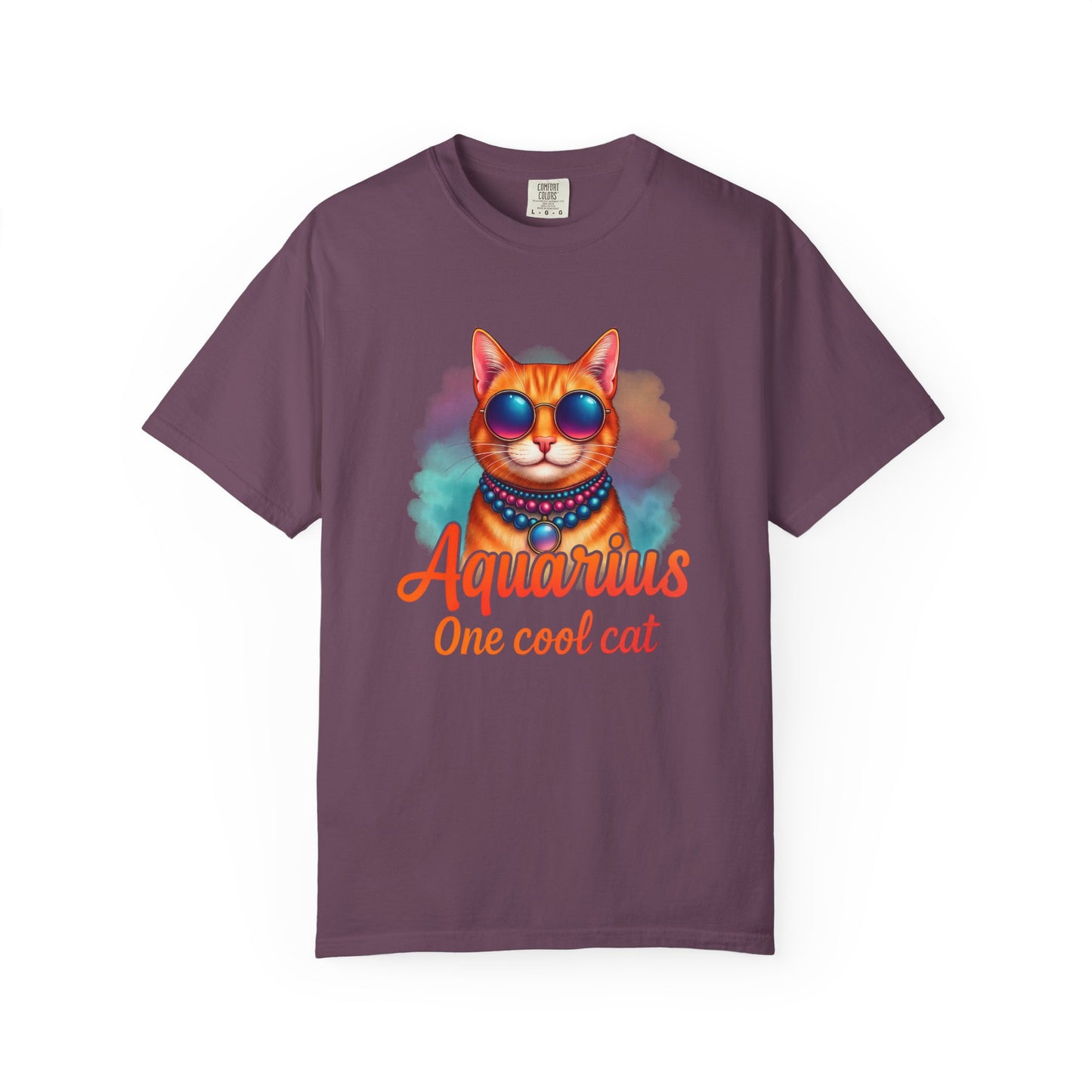 Aquarius One Cool Cat – Funky Retro Zodiac Tee - Enchanted Sky