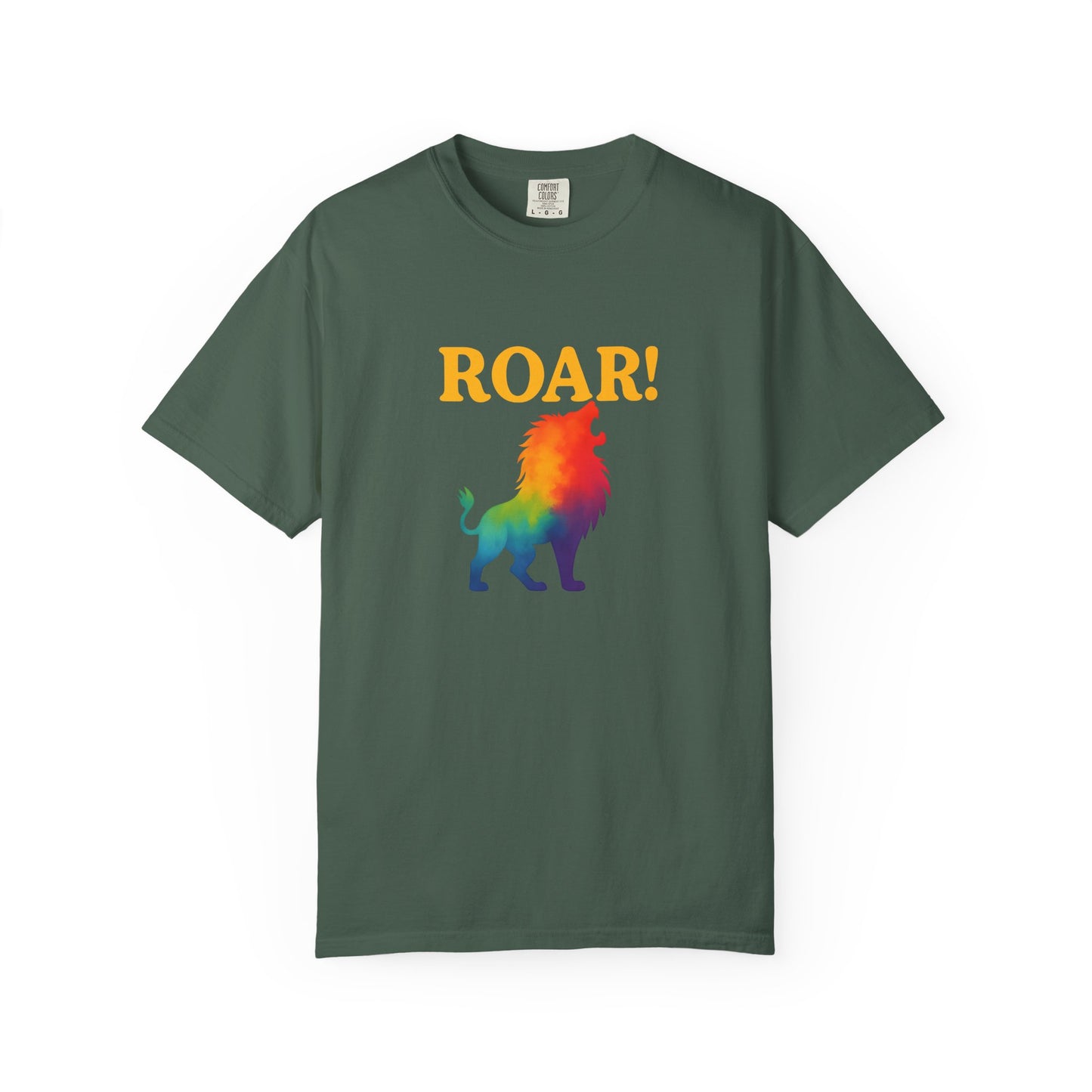 ROAR! – Retro Rainbow Lion Tee for Cosmic Confidence