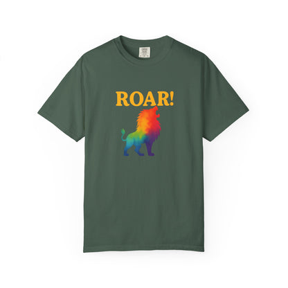 ROAR! – Retro Rainbow Lion Tee for Cosmic Confidence