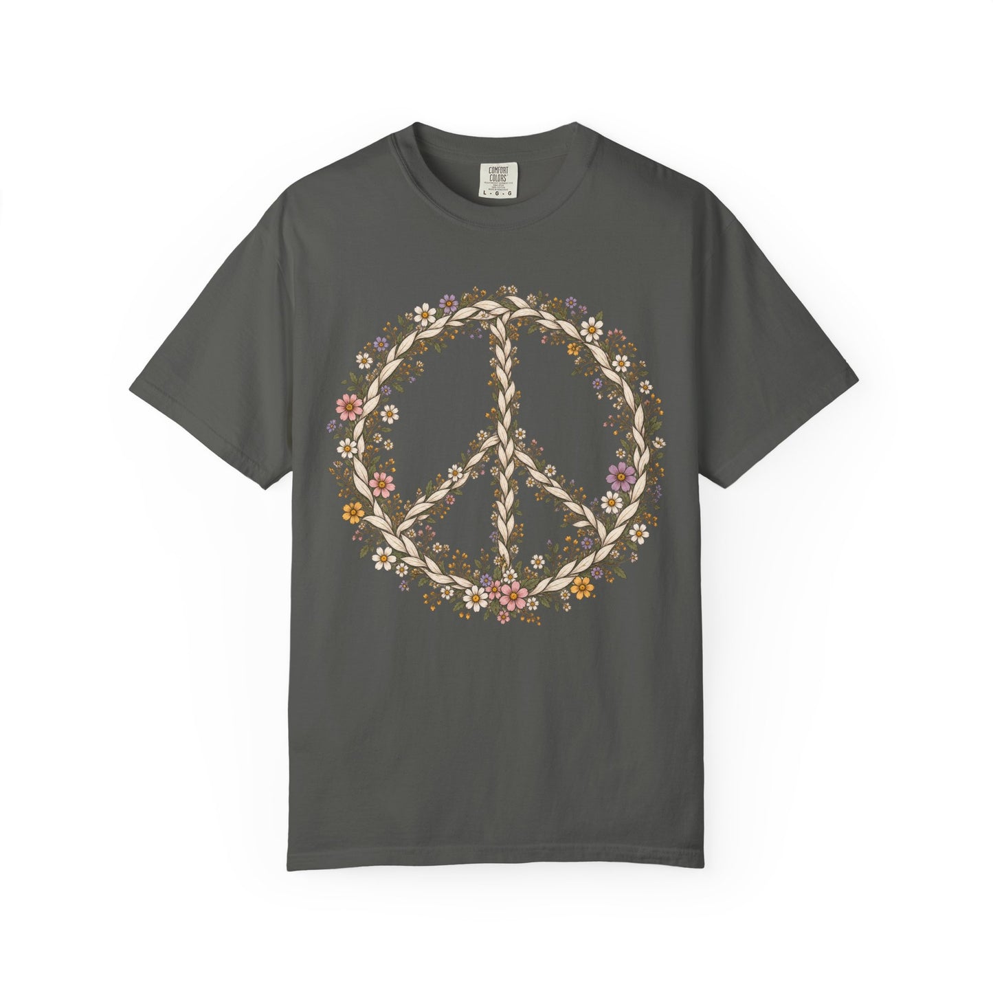Boho Vintage Wildflower Peace Sign T-Shirt