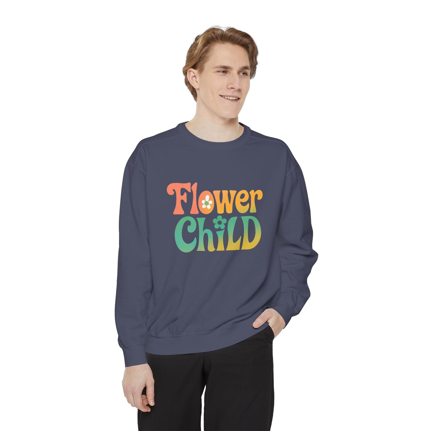 Flower Child Unisex Crewneck – Groovy Flower Power Comfort Colors Midweight Sweatshirt